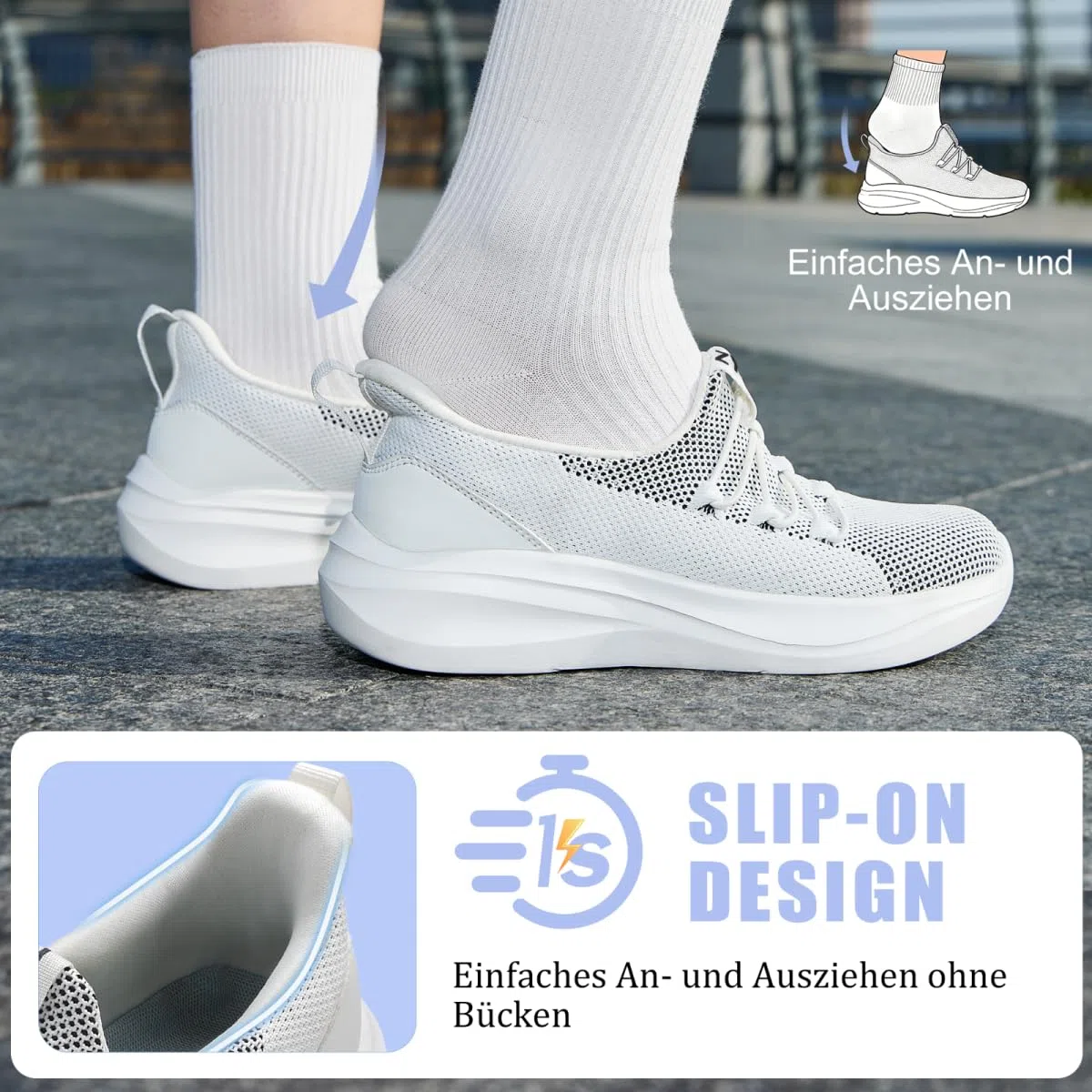 ZYEN Slip on Sneakers Damen rutschfeste Sportschuhe Damen Leichtg Atmungsaktiv Turnschuhe Freizeitschuhe Walkingschuhe Bequeme Geeignet für Jogging Walking Fitness Outdoor Tennis Shoes