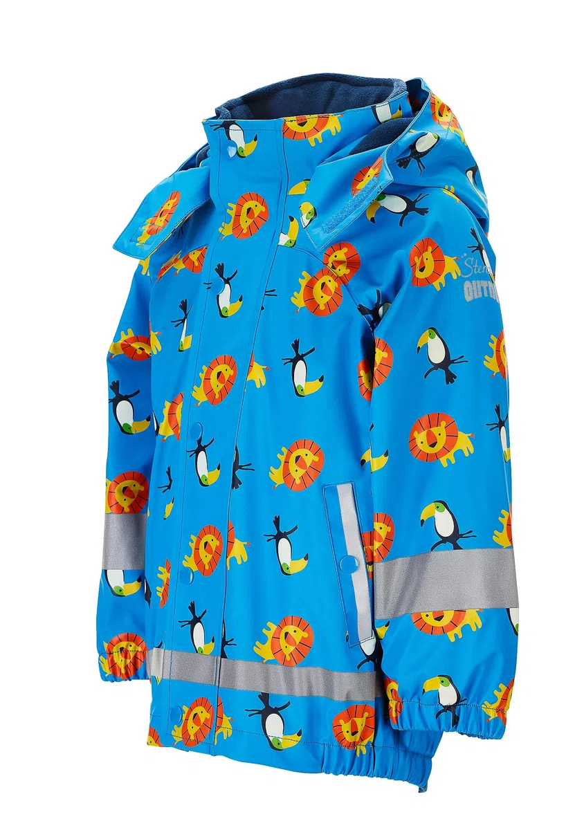 Sterntaler Kinder Regenjacke mit Innenjacke, 3-in-1-Multifunktionsjacke, Löwen- und Tukan-Motive