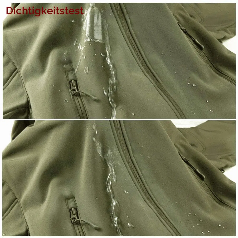 MakingDa wasserdichte Herren-Jacke, lässiger Kapuzenmantel, gefüttert mit Softshell-Fleece, Laufjacke, Jacke im Camouflage-Look, für Arbeit, Angeln, Jagd, Klettern