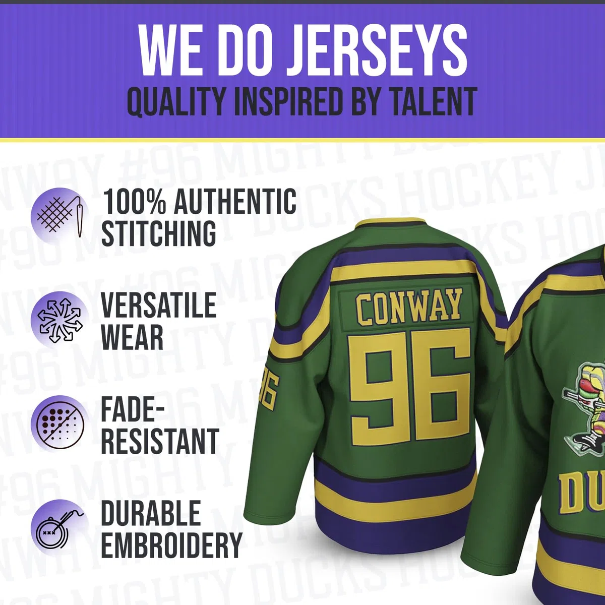 Conway #96 Mighty Ducks Hockeytrikot Jugend