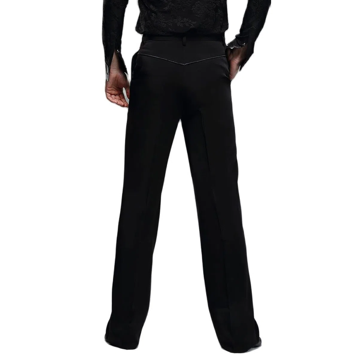 Herren Schwarze Vetical Latin Standardtanzhose mit Gürtelschlaufe für den Wettkampf