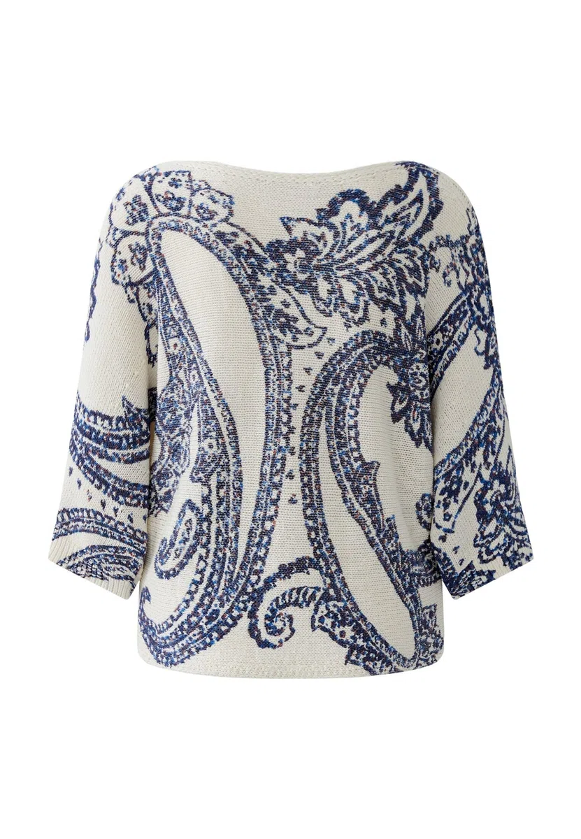 Oui Damen Pullover lässig geschnitten Print
