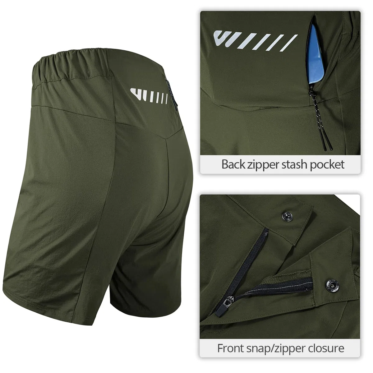 Wulibike Radlerhose Damen Mountainbike-Radhose 2 in 1 gepolstert MTB Shorts Frauen Fahrradhose mit Polsterung Reiten Fahrrad Radfahrhose Reißverschlusstaschen