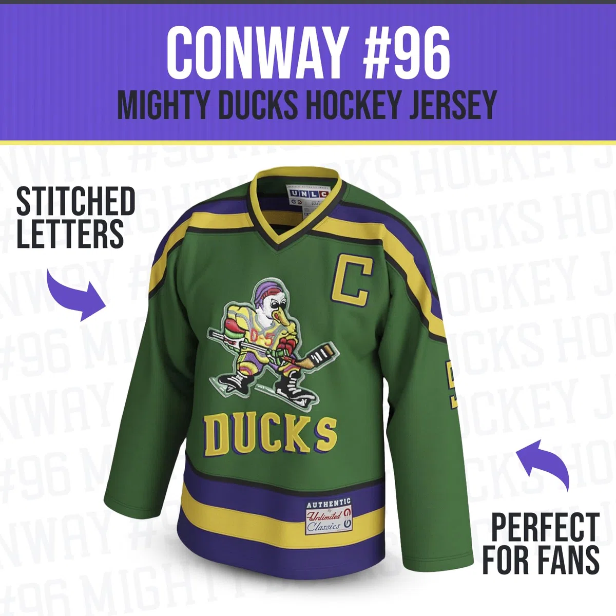 Conway #96 Mighty Ducks Hockeytrikot Jugend