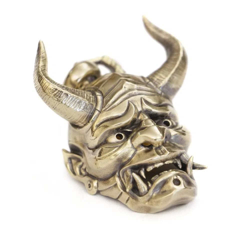 LINSION Herren-Anhänger aus Messing, japanischer Geist, Prajna, Totenkopf, Biker-Punk-Schmuck BR387, Large, Metall
