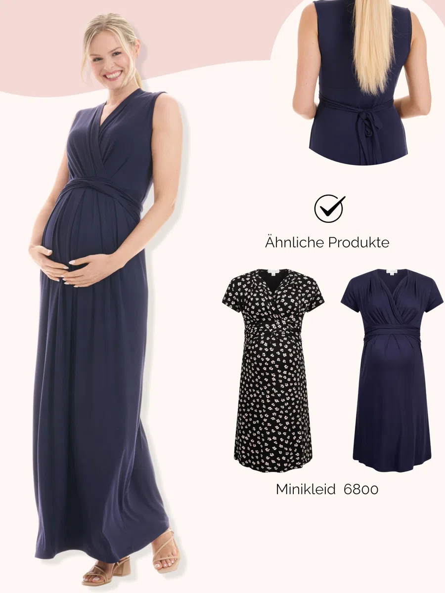 Herzmutter Umstandskleid festlich Sommer - Schwangerschaftskleid-Stillkleid - Lang - Maxikleid für Damen - Wickeloptik - 6900
