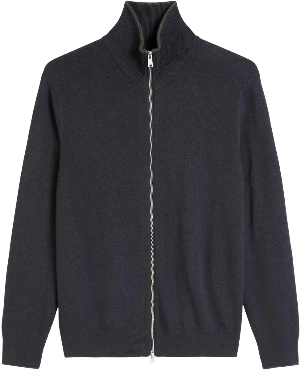 Marc O'Polo Zipper-Strickjacke Regular aus Bio-Baumwoll-Schurwoll-Mix