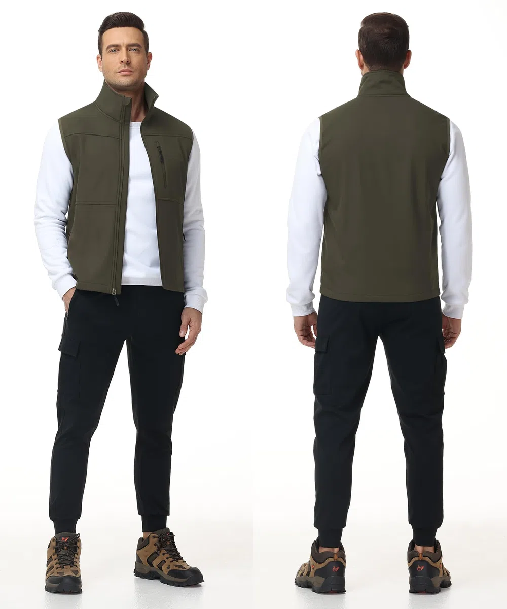 Huayuzh Weste Herren Outdoor Ärmellose Softshell Wasserdichte Winddichte Jacke Bodywarmer Fleece Innenseite Wandern Golf