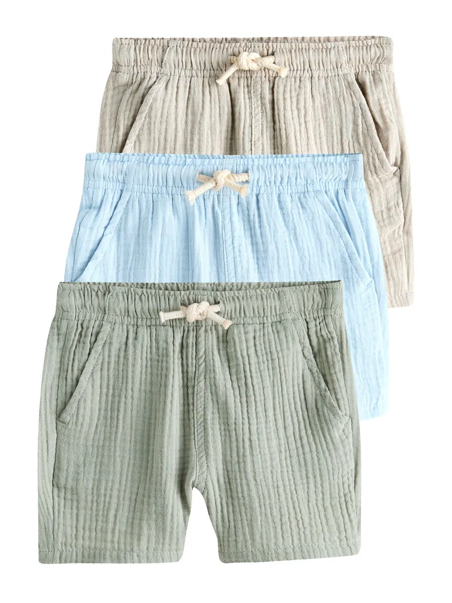 NEXT Jungen Weiche, strukturierte Schlupfshorts im 3er-Pack