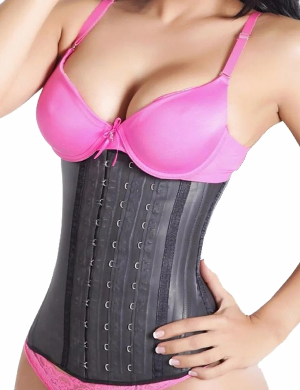 LadySlim by NuvoFit Damen Latex-taillentrainer Moderner Cincher mit Haken- und Ösenverschluss