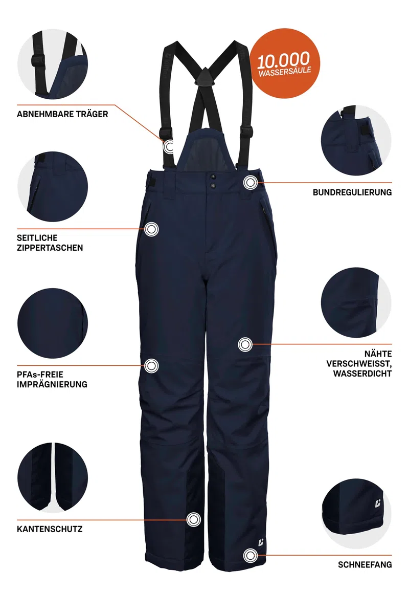 killtec Jungen Funktionshose/Skihose mit abzippbarem Latz KSW 79 BYS SKI PNTS, dunkelnavy, 164, 37310-000