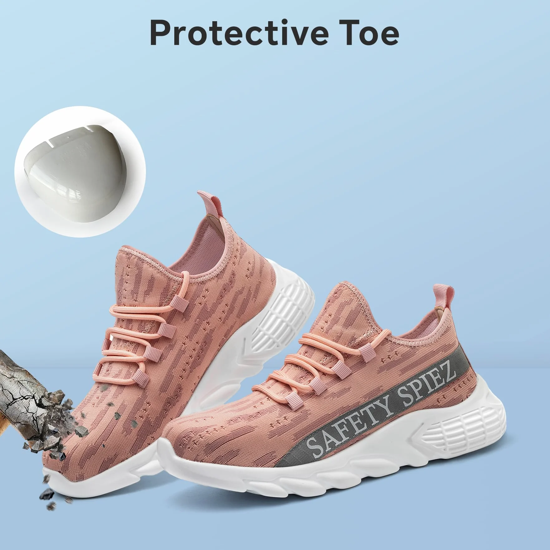SPIEZ Arbeitsschuhe Damen Leichte, Atmungsaktive Sicherheitsschuhe mit Zehenkappe aus Kunststoff, Modische Schuhe für die Arbeit und den Alltag