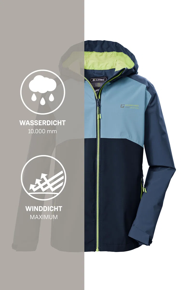 Killtec Jungen Kos 147 Bys Jckt Funktionsjacke/Regenjacke wasserdicht mit Kapuze