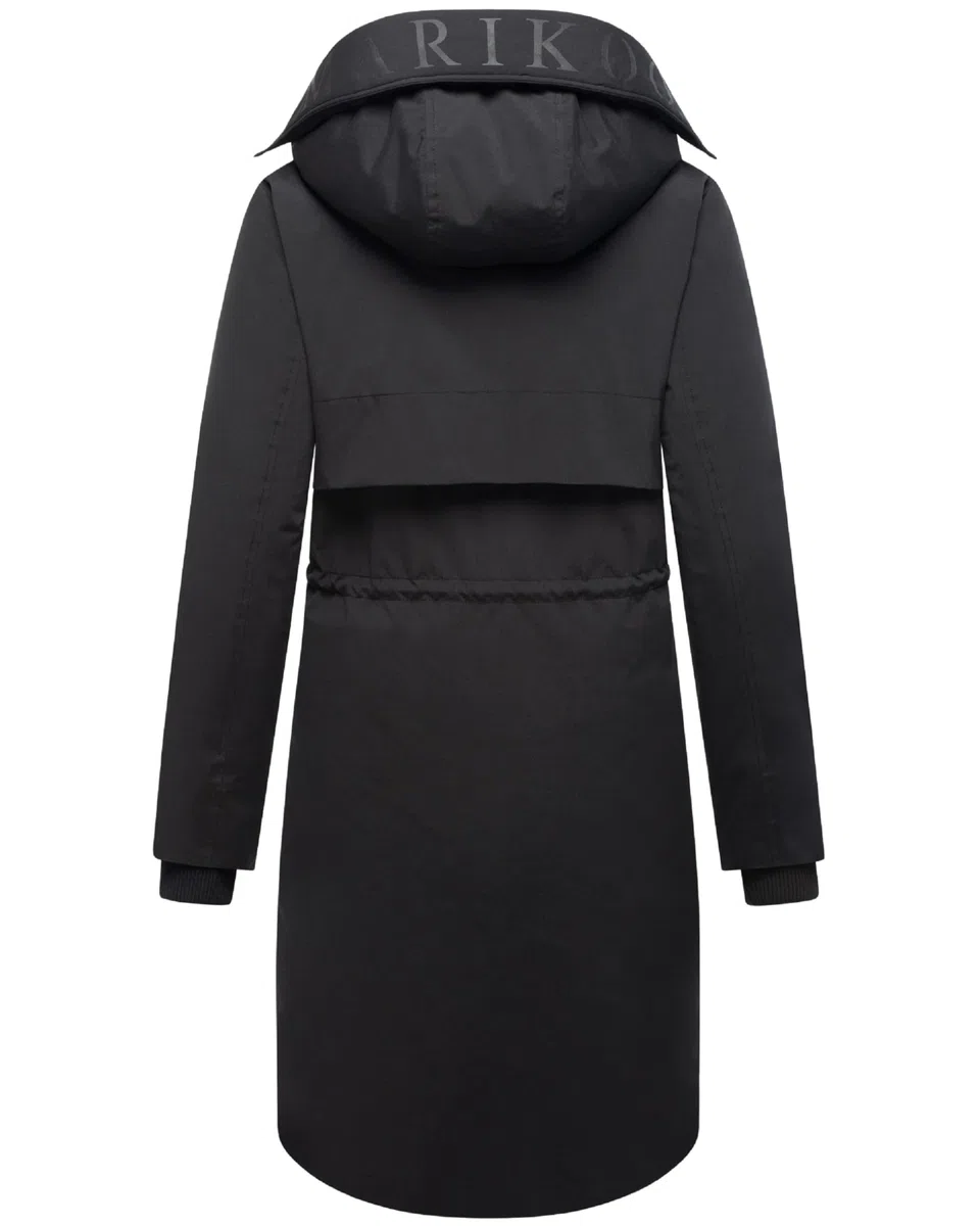 MARIKOO Damen Wintermantel warmer Parka mit Taillenzugband und abnehmbarer Kapuze Anoukaa 16 S-3XL