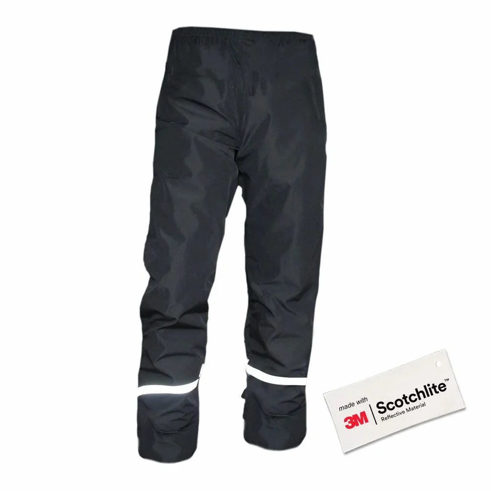 Salzmann wasserdichte Regenhose | S-XL | Leichte & Winddichte Wanderhose | Schwarz | Hergestellt mit 3M Scotchlite