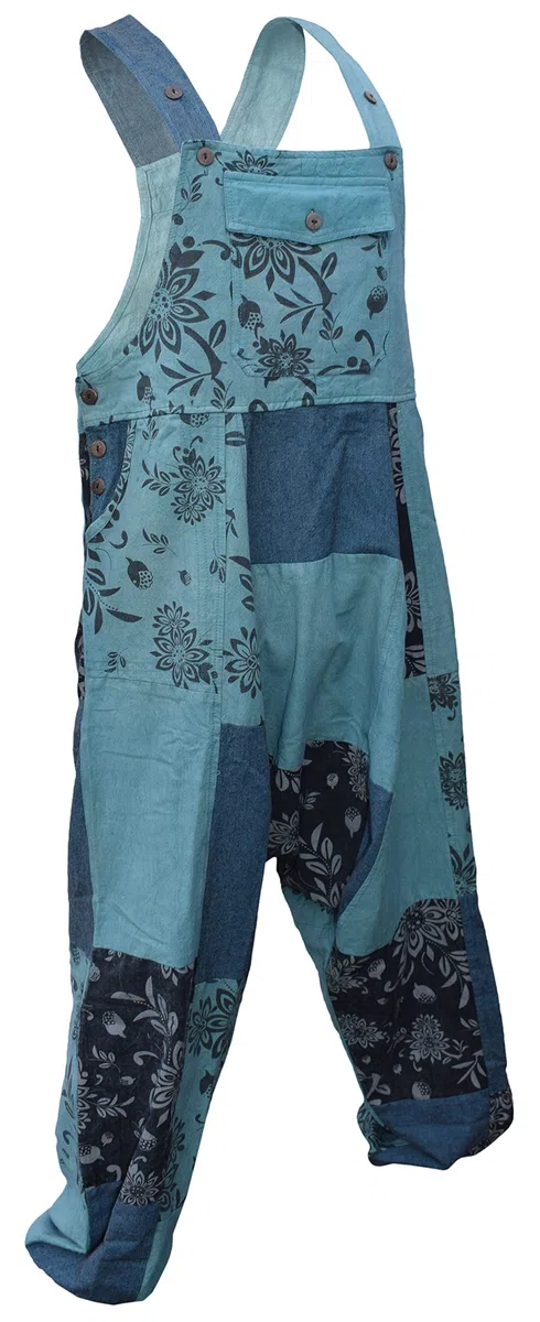 Gheri Harems-Latzhose aus Baumwolle mit lockerer Passform und Patchwork-Print für Herren