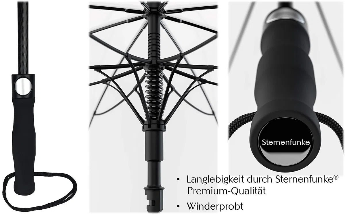 Regenschirm sehr groß XXXL Ø162 cm transparent, Komfort Druckknopf, mit Tragehülle, Automatik, Perfekt als durchsichtiger Partnerschirm, Hochzeitsschirm oder Golfschirm - Rand weiß