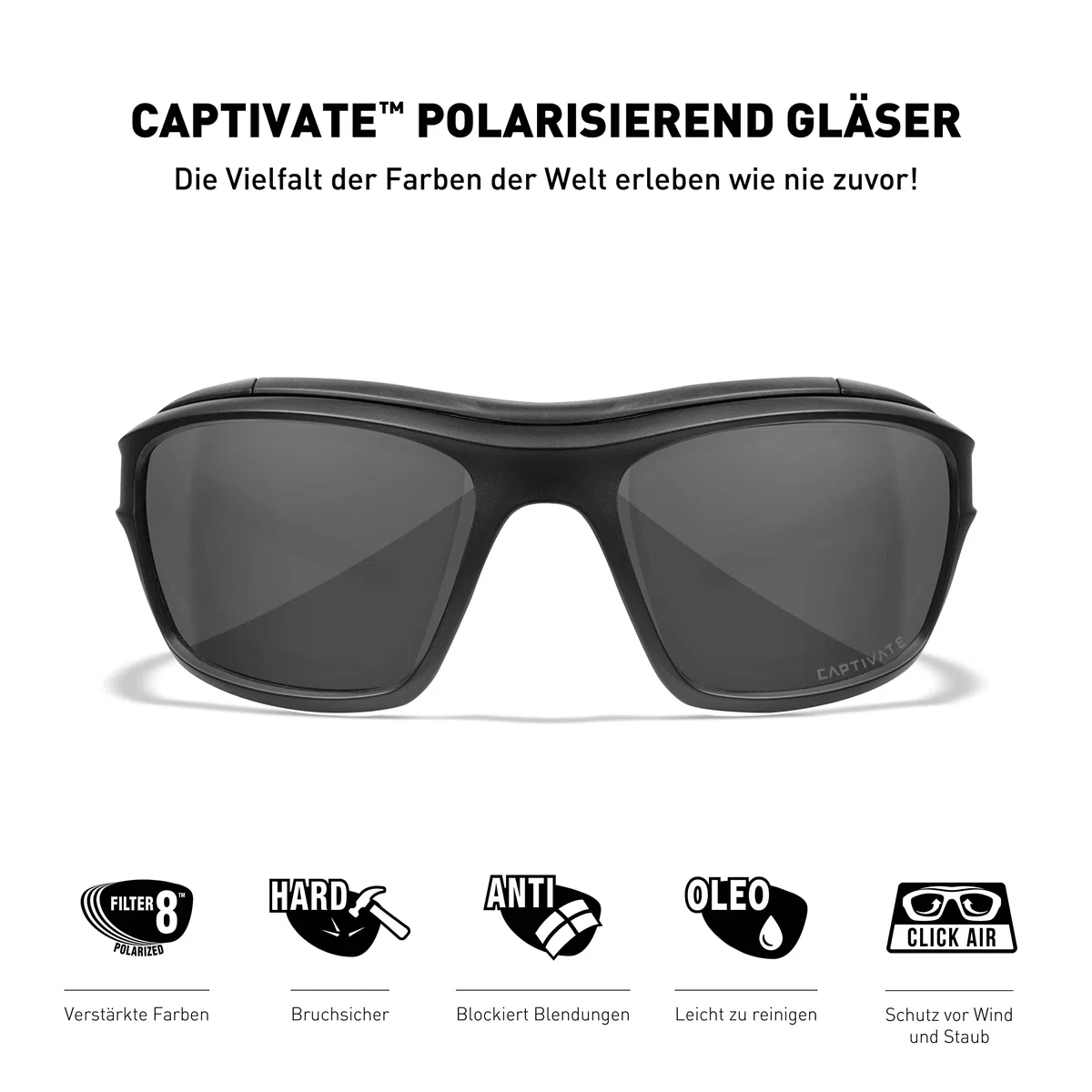 Wiley X | WX Ozone | Sonnenbrille Herren | Polbrille Angeln| Polarisierte Sonnenbrille Herren │ Sportbrille ideal bei Outdoor-Aktivitäten - Angeln und Farhrrad | 100% UVA/UVB-Schutz