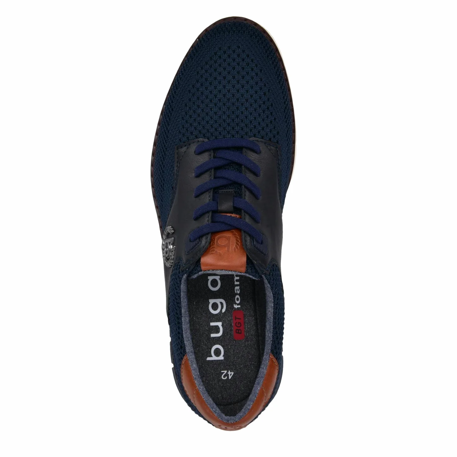 bugatti Schnürhalbschuh aus atmungsaktivem Materialmix, Memory Foam, elastische Schnürsenkel, Dunkelblau, 45 EU