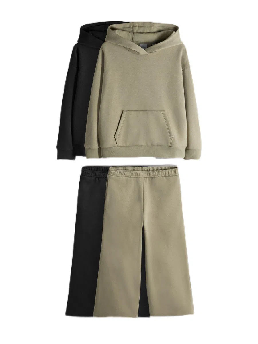 THE SET Jungen Hoodie und Jogginghose mit weitem Bein, 2er-Pack