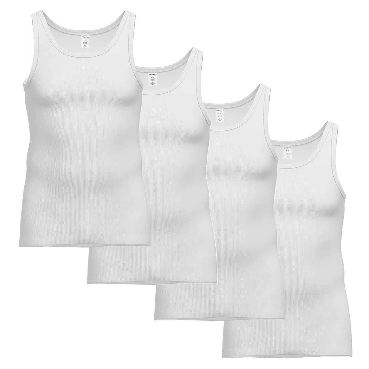 Ammann 4er-Pack Herren Unterhemd Tank Top – 100% Bio-Baumwolle in Doppelripp-Qualität, Weich & Strapazierfähig – Bequeme, Langlebige Wäsche im Puristischen Design – Trocknergeeignet