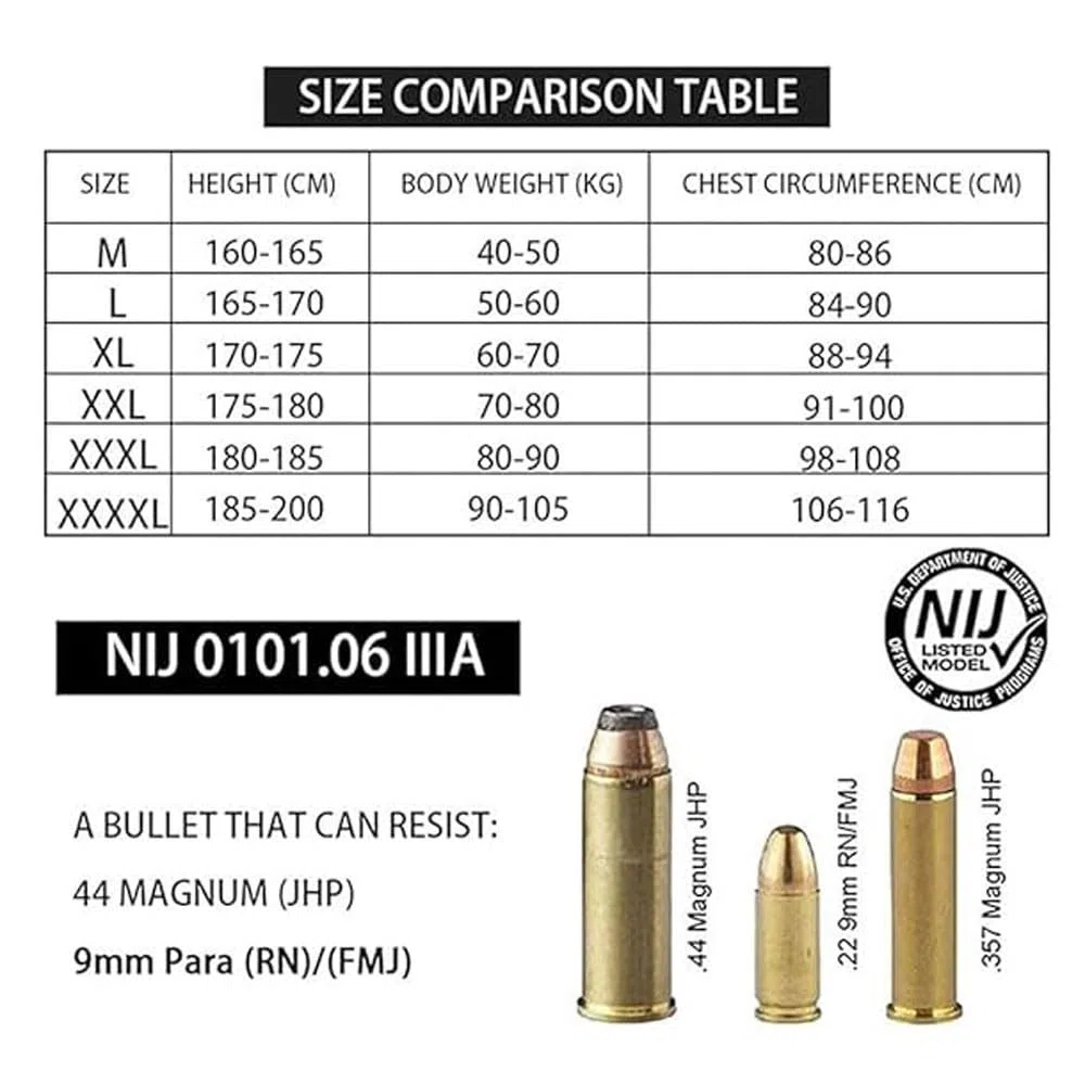 Taktische Schusssichere Weste,Militär Kugelsichere Schutzweste, Schusssicher Ausrüstung, IIIA-Level Militärische Anti-Bullet-T-Shirt,Bulletproof Verdeckte Weste Für Outdoor