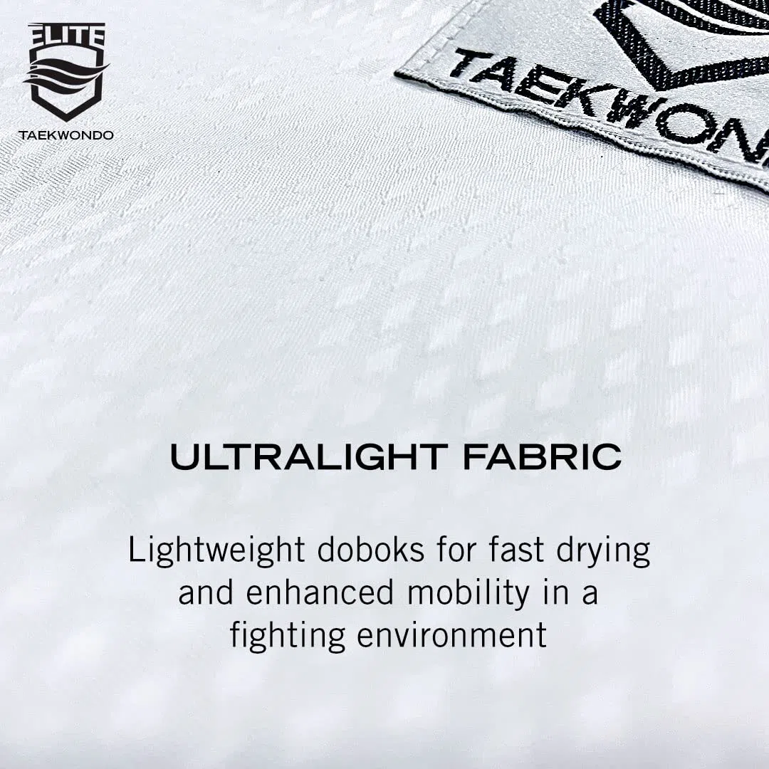 ELITE - White Collar Taekwondo Uniform (TKD Dobok) Ultralight Fabric