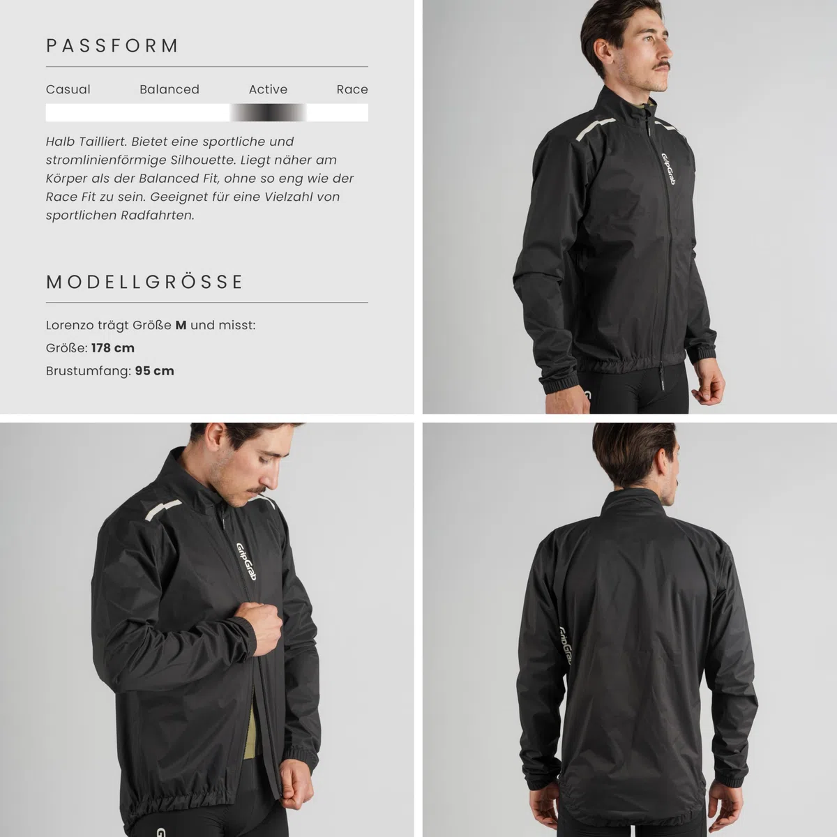 GripGrab RIDE Rennrad Regenjacke Herren Wasserdicht MTB Gravel Bike Jacke | Atmungsaktive Radsport Regen Jacke mit 20K Wasserschutz, 2-Wege-Reißverschluss und reflektierenden Details