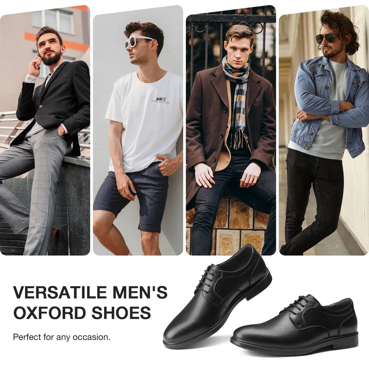 HEEZ Anzugschuhe Herren, Klassischer Businessschuhe Oxford Derby Schuhe, Herren Comfort Hochzeits Schnürhalbschuhe Herrenlederschuhe