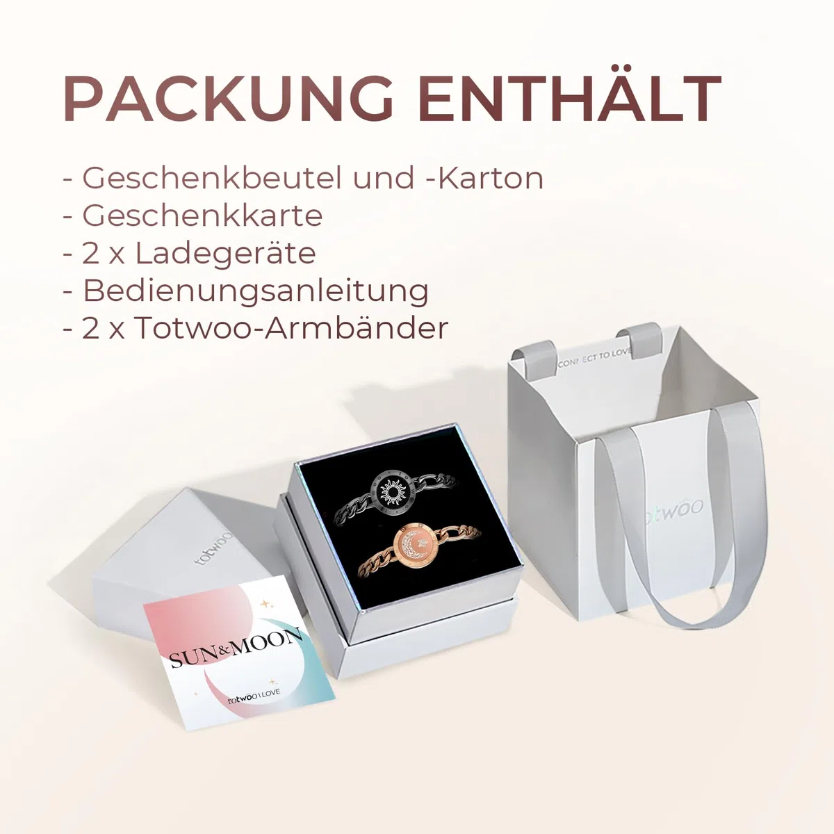 TOTWOO Intelligente Partnerarmbänder für Fernbeziehungen mit App-gesteuerter 1:1-Bluetooth-Kopplung – Romantisches Geschenk mit Leuchten und Vibration bei Berührung, gefertigt aus 316 Edelstahl