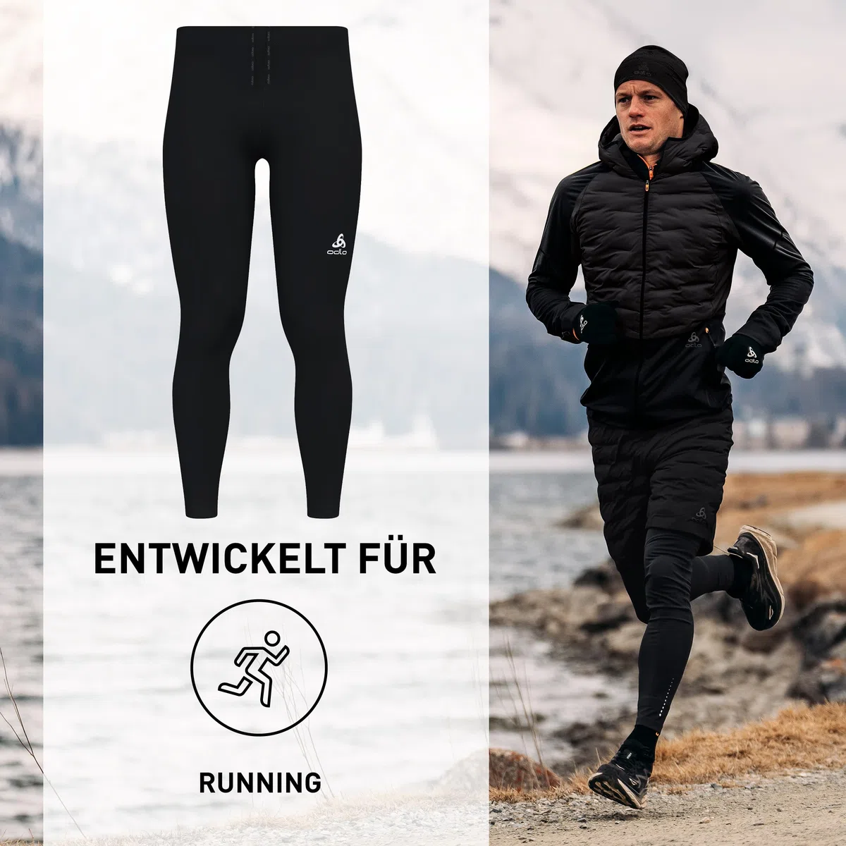 Odlo Laufhose Herren Lang Essential Warm I Sporthose Winter I Lauftights Lange Laufhose I Herren