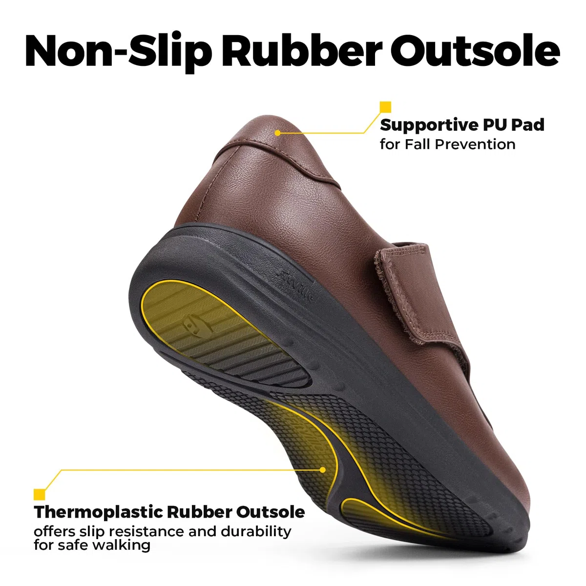 FitVille Damenschuhe Extra Weit Leder Sneaker mit Klettverschluss für breite Füße Weich Walking Freizeitschuhe