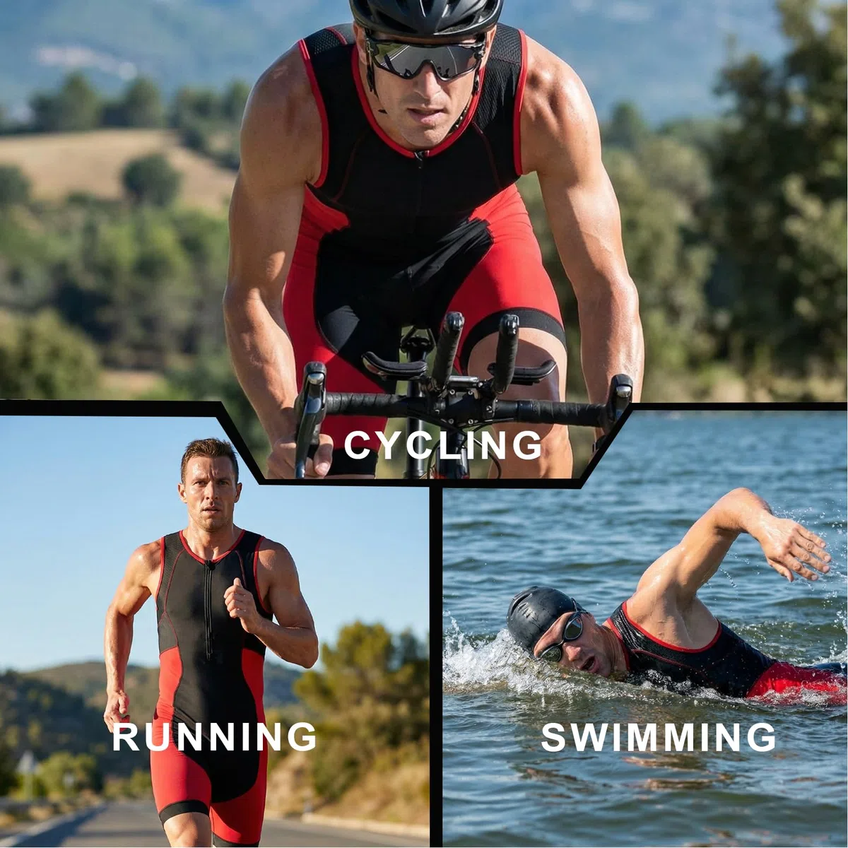 Triathlon-Anzug für Herren, kurzärmelig, ideal für Ironman-Rennsport-Tri-Anzug