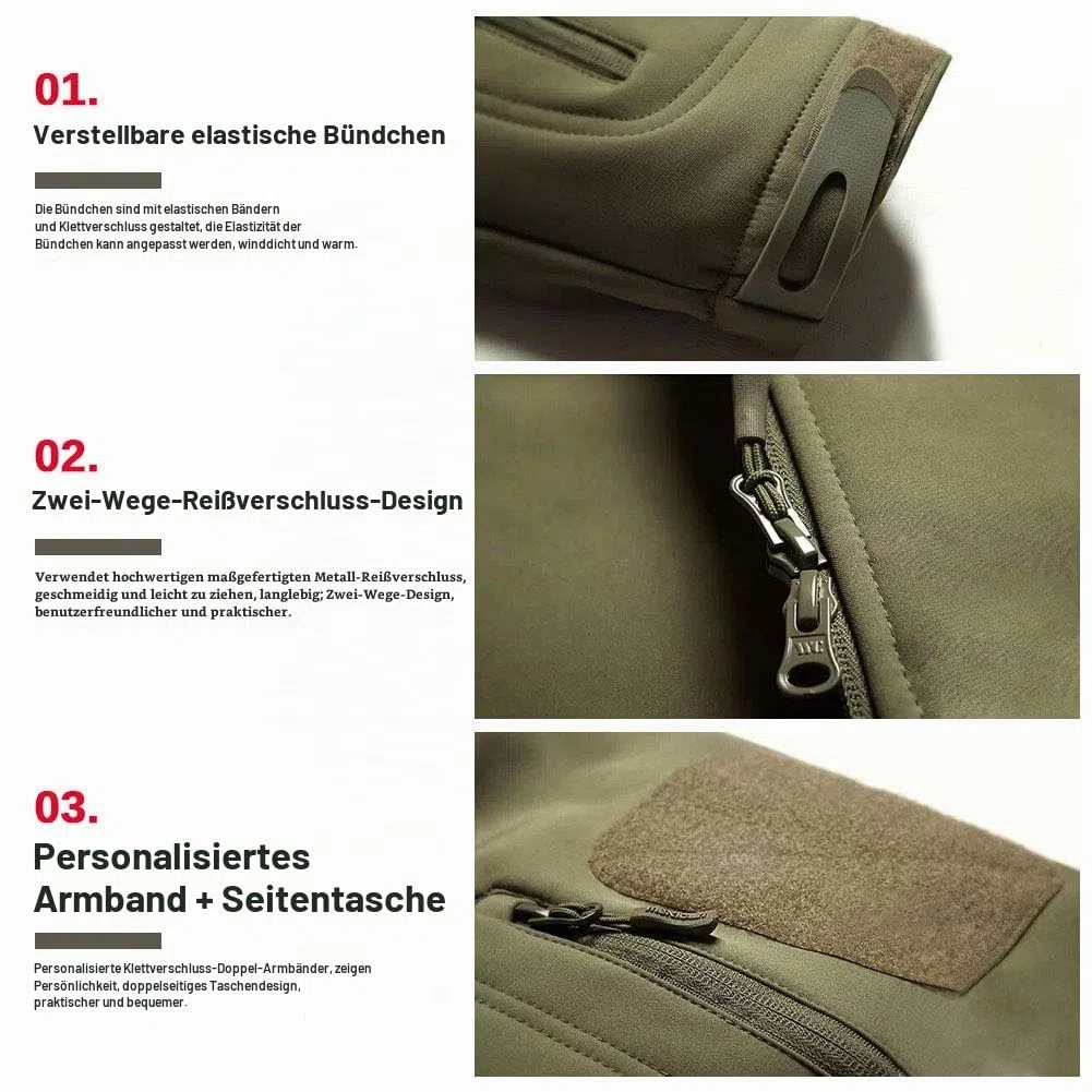 MakingDa wasserdichte Herren-Jacke, lässiger Kapuzenmantel, gefüttert mit Softshell-Fleece, Laufjacke, Jacke im Camouflage-Look, für Arbeit, Angeln, Jagd, Klettern