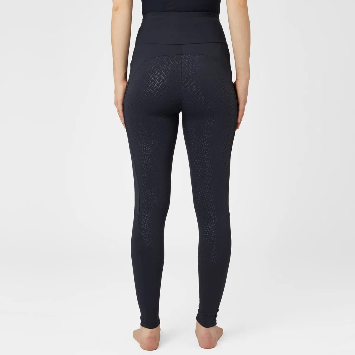 HORZE Damen Schwangerschafts-Reitleggings Ginny – Bequeme & Elastische Umstands-Reithose mit Silikon-Vollbesatz & Handytasche - Blau, 40