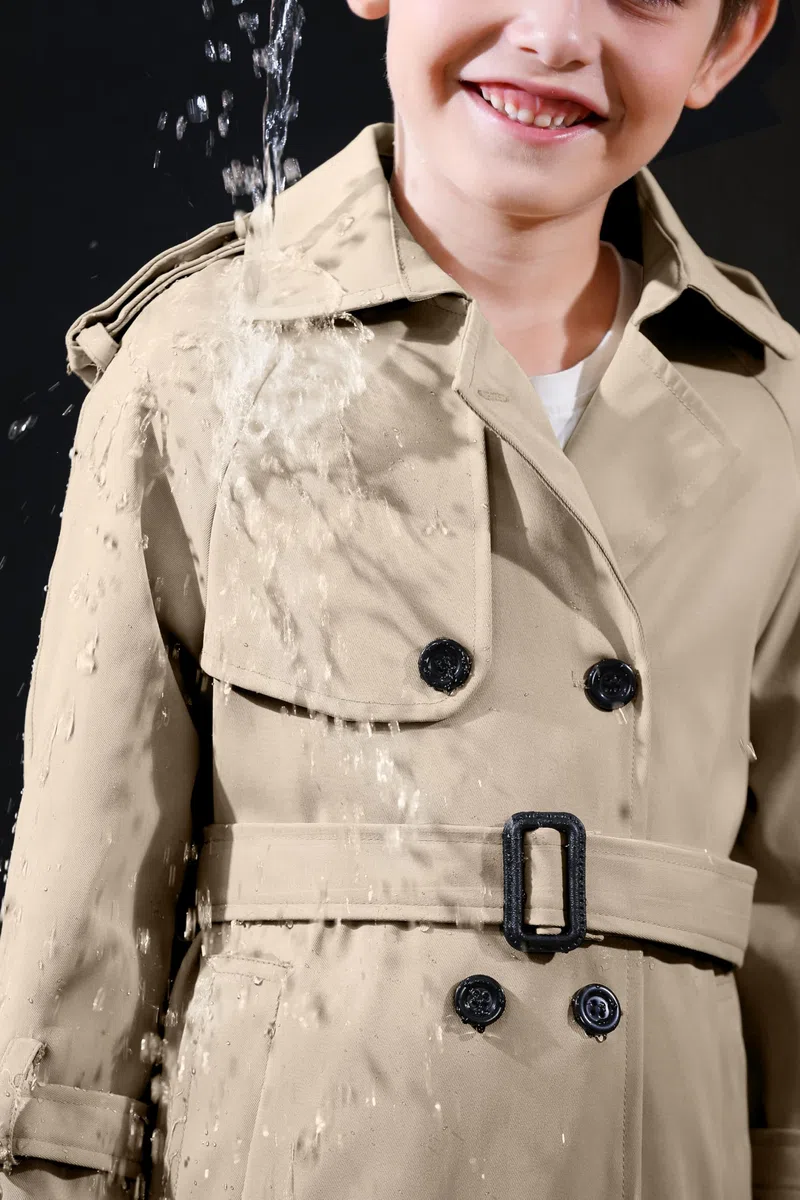 Betusline Wasserdichter Trenchcoat für Jungen, zweireihig, klassisch, mit Gürtel, Outwear, Jacke, Kleid, Mäntel