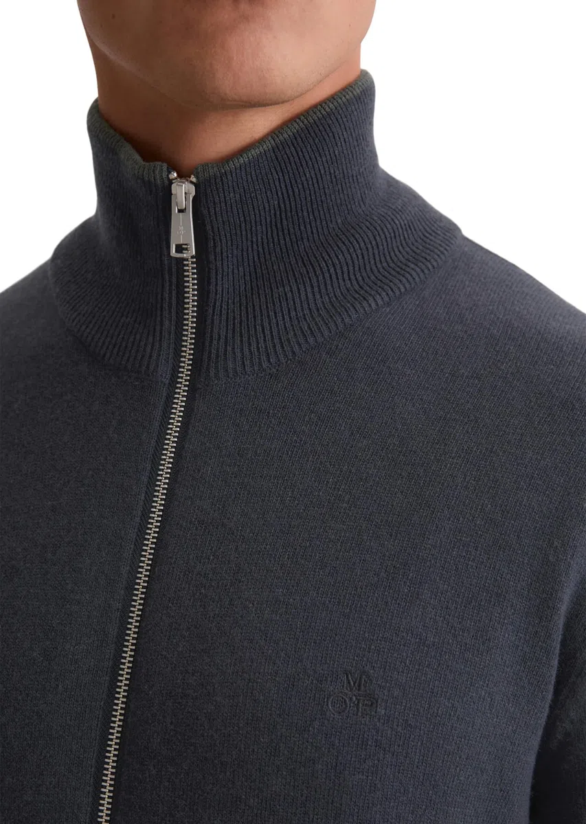 Marc O'Polo Zipper-Strickjacke Regular aus Bio-Baumwoll-Schurwoll-Mix