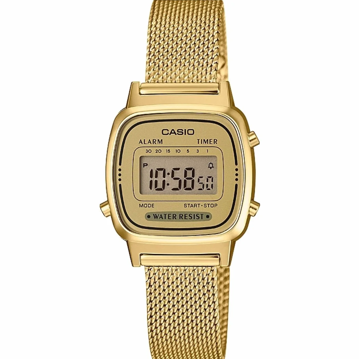 Casio Damen Digital Quarz Uhr mit massives Edelstahl Armband