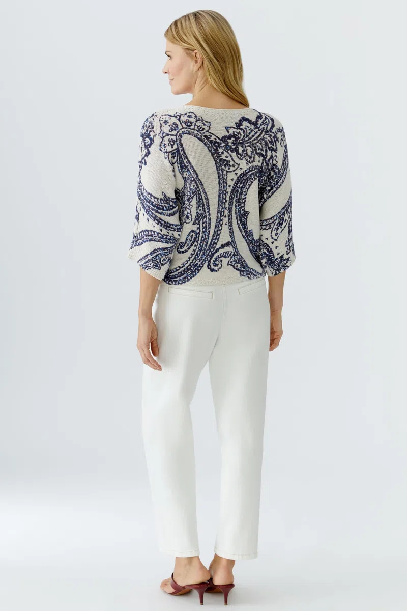 Oui Damen Pullover lässig geschnitten Print