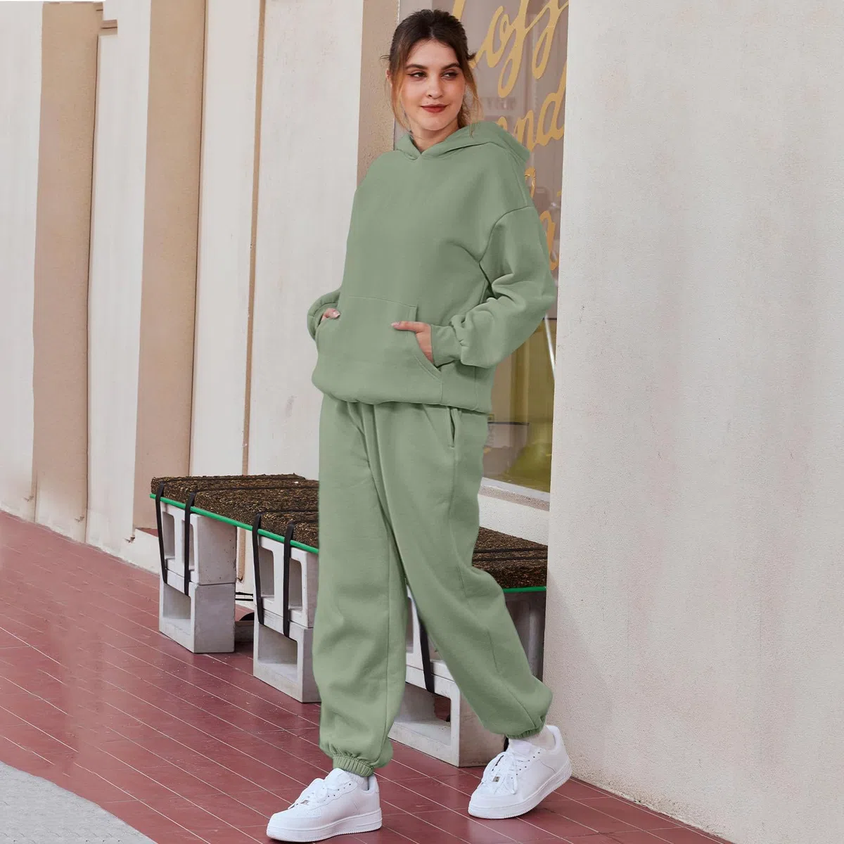 Earnmore Damen Hausanzug mit Kapuze 2 Teile, Damen Jogginganzug Set Sweatshirt mit Hose Elegant Freizeitanzug,Sport Hosenanzug Langarm Hoodie Hausanzug