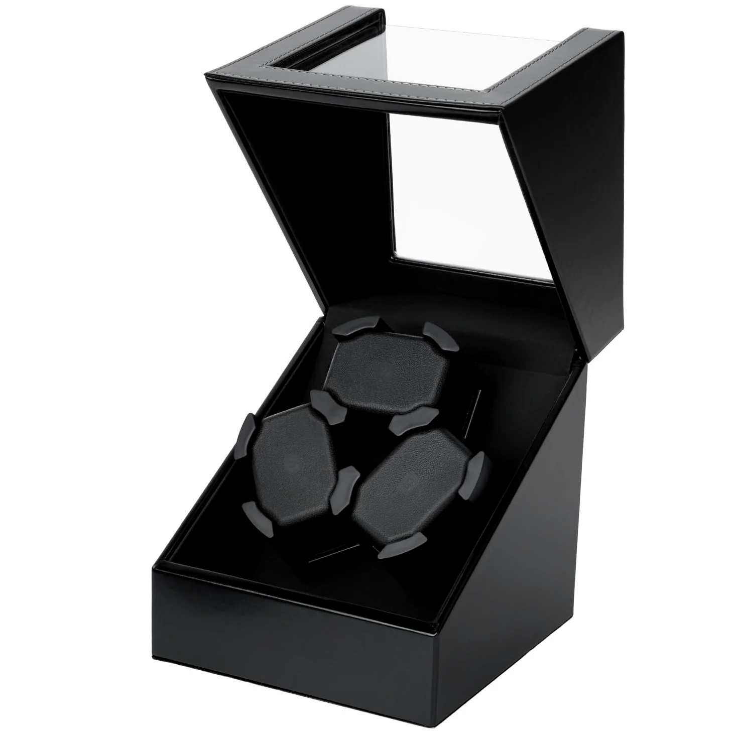 Mcbazel Automatischer Uhrenbeweger für 3 Uhren, Watch Winder Leder-Uhrenbox mit Silent-Motor, 2 Rotationsmodi, Display-Box für Uhrenkollektion