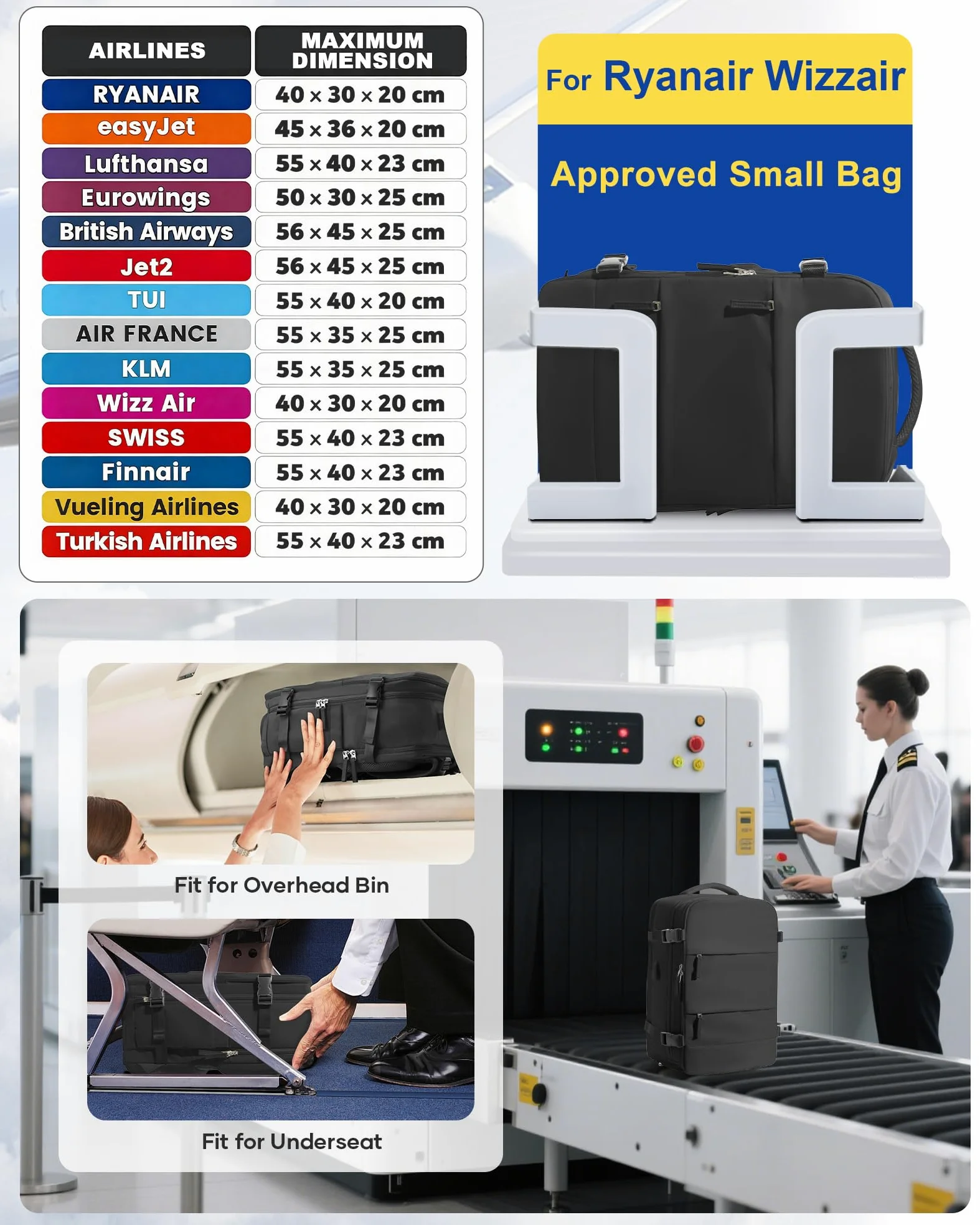 SZLX Großer Reiserucksack Damen,Vakuum Rucksack mit Pumpe Ryanair Handgepäck 40x30x20 Herren, Wizzair Handgepäck 40x30x20 Wasserdichter Tagesrucksack Fit 14 Zoll Laptop mit Schuhfach und Laptopfach