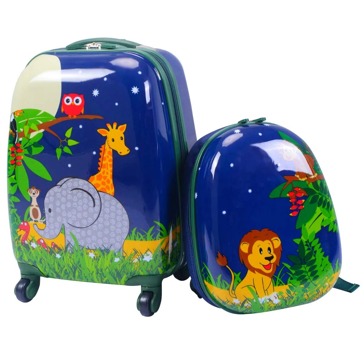 DREAMADE 2 TLG. Kinderkoffer & Rucksack, 16” +12” Kinderkofferset, Kindertrolley Kindergepäck, Handgepäck Reisegepäck Hartschalenkoffer für Kinder (Dunkelblau, 16 Zoll +12 Zoll)