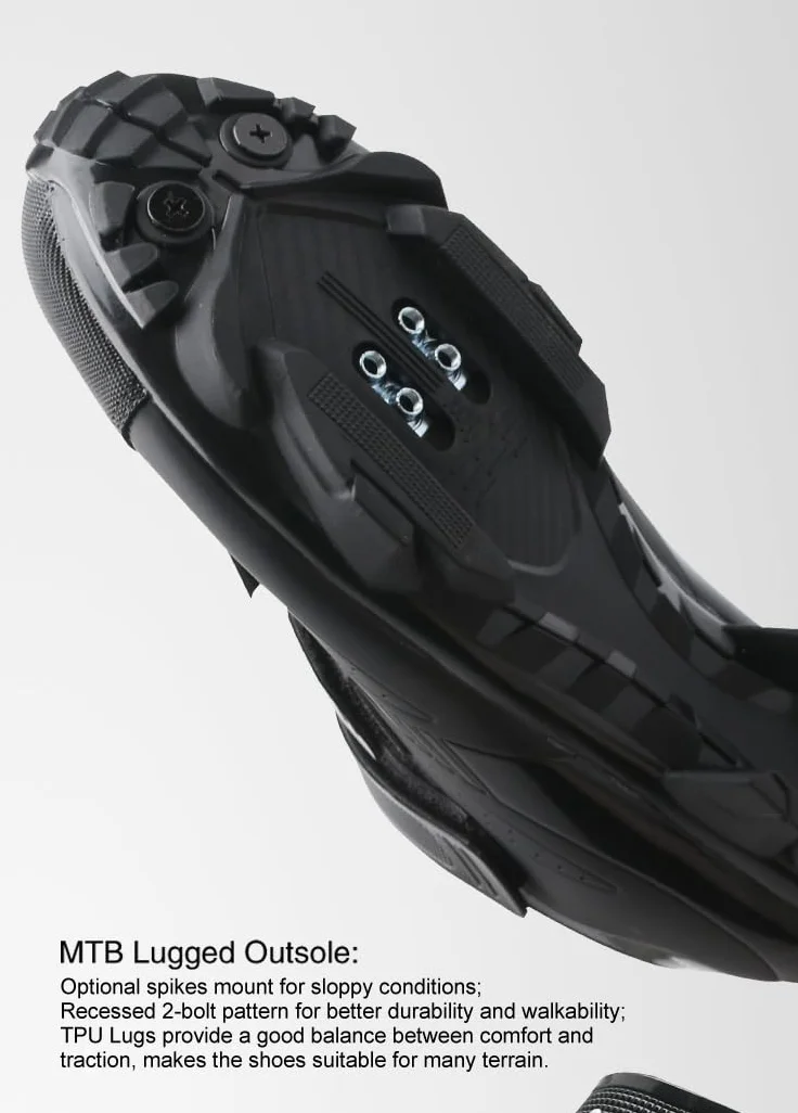 Msport MTB Schuhe Herren/Damen – Atmungsaktive, rutschfeste Fahrradschuhe, Kompatibel mit SPD-Systempedalen für Mountainbike & Indoor-Cycling - Schwarz 44 EU
