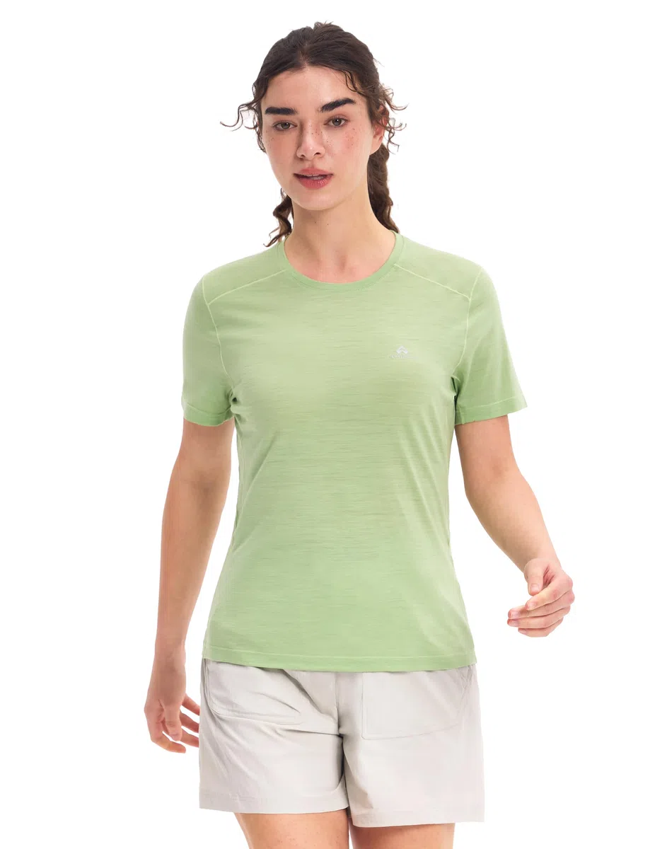 Pioneer Camp Merino Shirt Damen Funktionsshirt Wandershirt Atmungsaktiv Kurzarm T-Shirts Für Damen,Atmungsaktiv & Schnelltrocknend, Wandern, Trailrunning, Camping