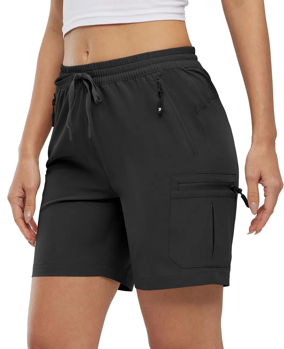 YSENTO Damen Wanderhose Kurz Sommer Leichte Cargohose Sporthose Arbeitshose Schnelltrocknend Atmungsaktiv Outdoor Shorts