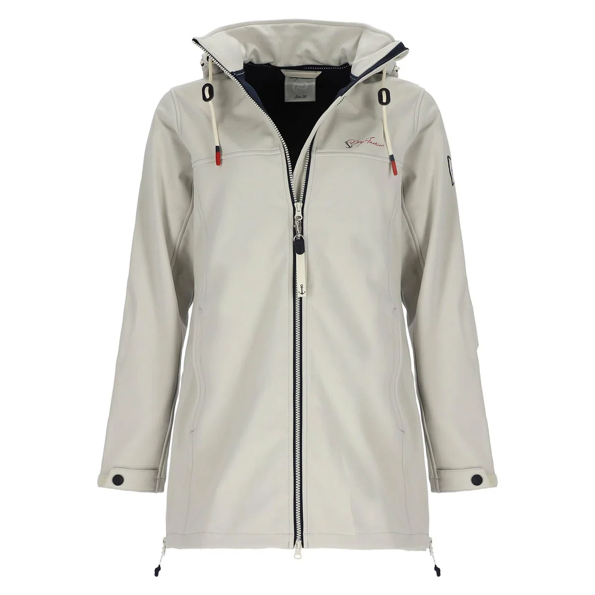 Dry Fashion Damen Softshellmantel Hooge Softshelljacke Cremeweiß, Größe 36 | Atmungsaktiv, Wind- & wasserabweisend, Zwei-Wege-Reißverschluss, Verstellbare Taille & Armbündchen, Reißverschlusstaschen