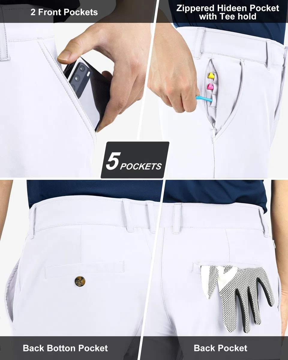 33,000ft Herren Golfhosen Atmungsaktive Stretch Hose für Männer Schnelltrockende Stretch Lange Golfhosen