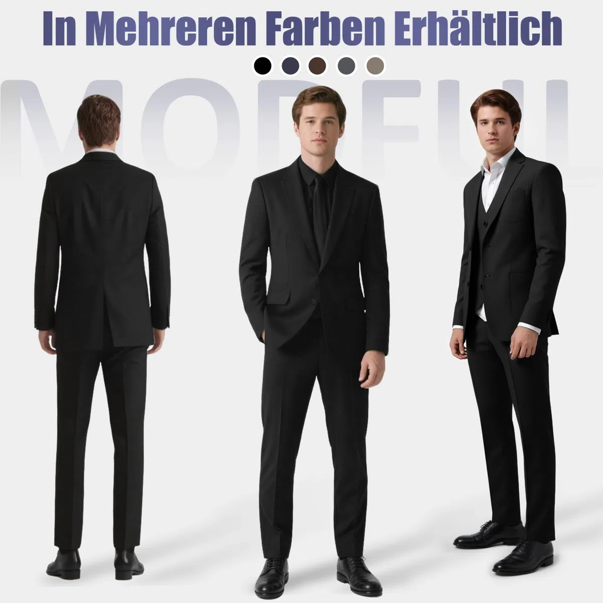MODFUL Anzug Herren 3 Teilig Slim Fit Business Casual Einreihig Smoking Modern Hochzeitsblazer Weste Hosen