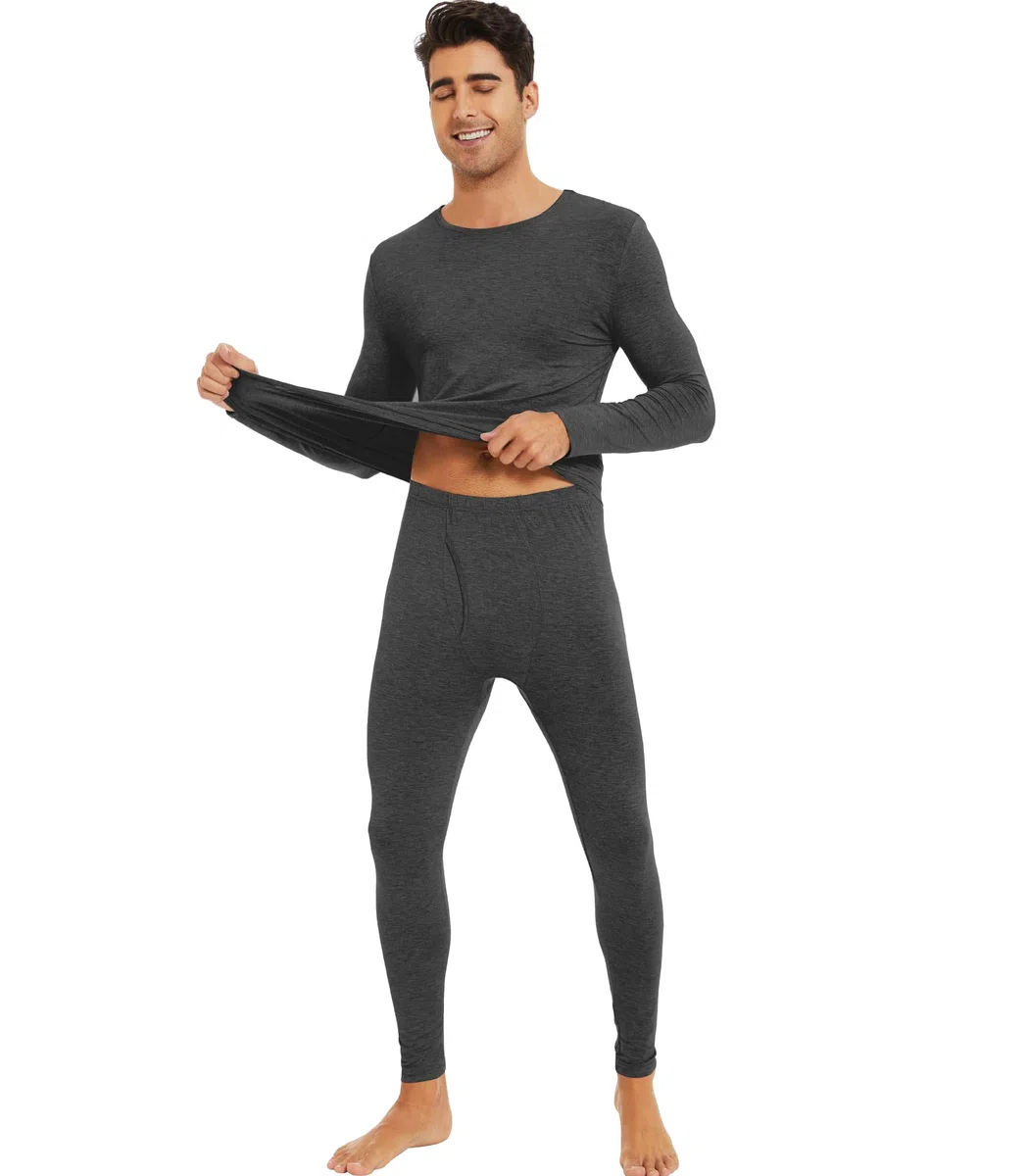 WiWi Thermo-Unterwäsche für Herren Bambus Viskose Lange Unterhosen Set Weiche Warme Basisschicht Top und Bottom Sets Activewear S-XXL